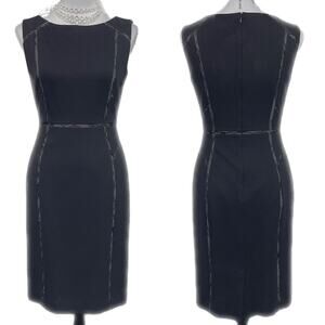 EUC - Classiques Entier Windowpane Black Lace Sheath Midi Dress